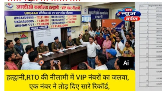 हल्द्वानी,RTO की नीलामी में VIP नंबरों का जलवा, एक नंबर ने तोड़ दिए सारे रिकॉर्ड,कौन सा VIP नंबर कितने में बिका? पूरी लिस्ट देखिए…